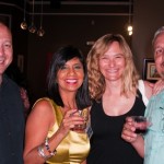 Rosalia, Ben, Anna and Rogelio toast the exhibit!
